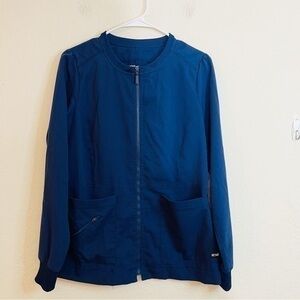 Gray’s Anatomy Full Zip Scrub Jacket Women Size Small Blue Pockets